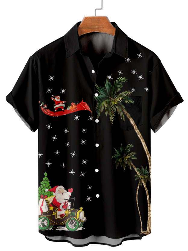 Men's Christmas Spoof Christmas Father Pattern Short Sleeve Shirt