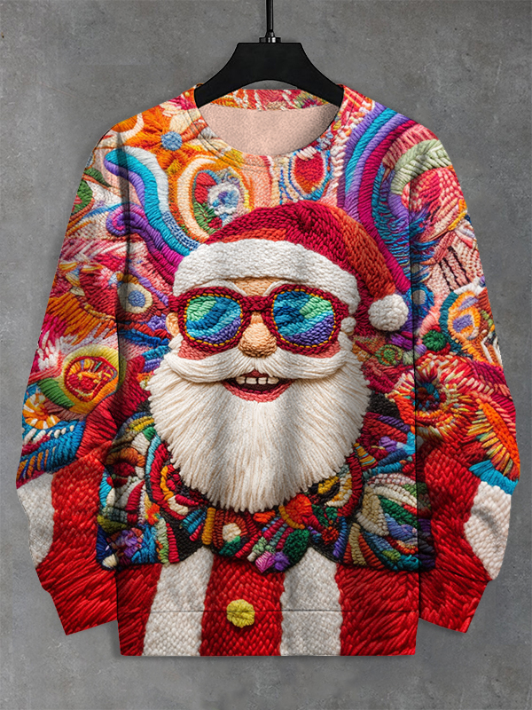 Men's Happy Santa Claus Funny Hippie Art Print Casual Sweatshirt
