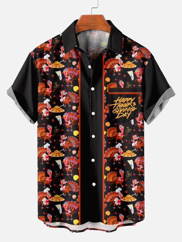 Men's Thanksgiving Turkey Print Shirt