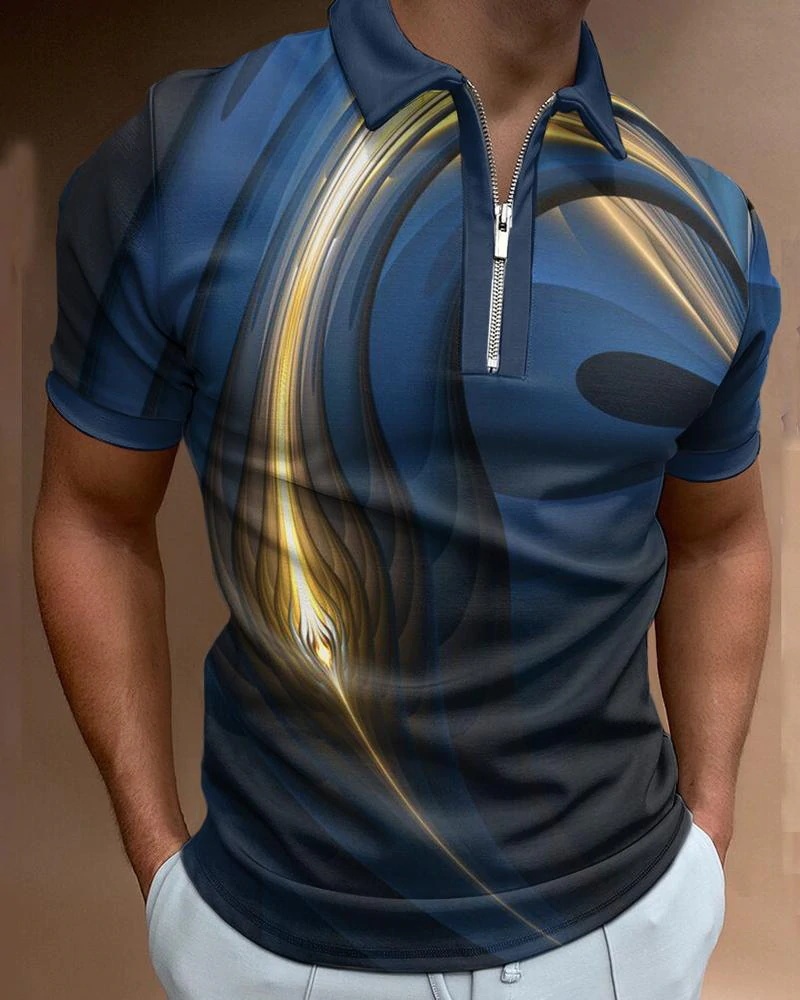 Men's Casual Bright Print Short Sleeve Polo Shirt