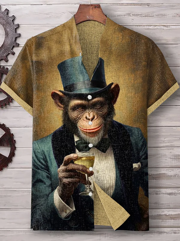 Men's Retro Brave Tom and Jerry Cartoon Graphic Short Sleeve Shirt