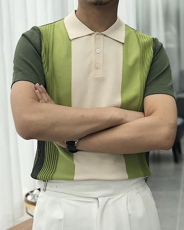 Men's Summer Striped Knit Short Sleeve