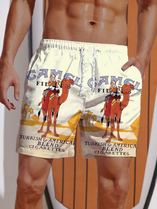 Vintage Natives And Camels On The Desert Printing Shorts