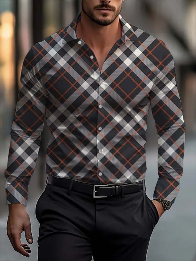 Men's Business Casual Striped Long Sleeve Shirt