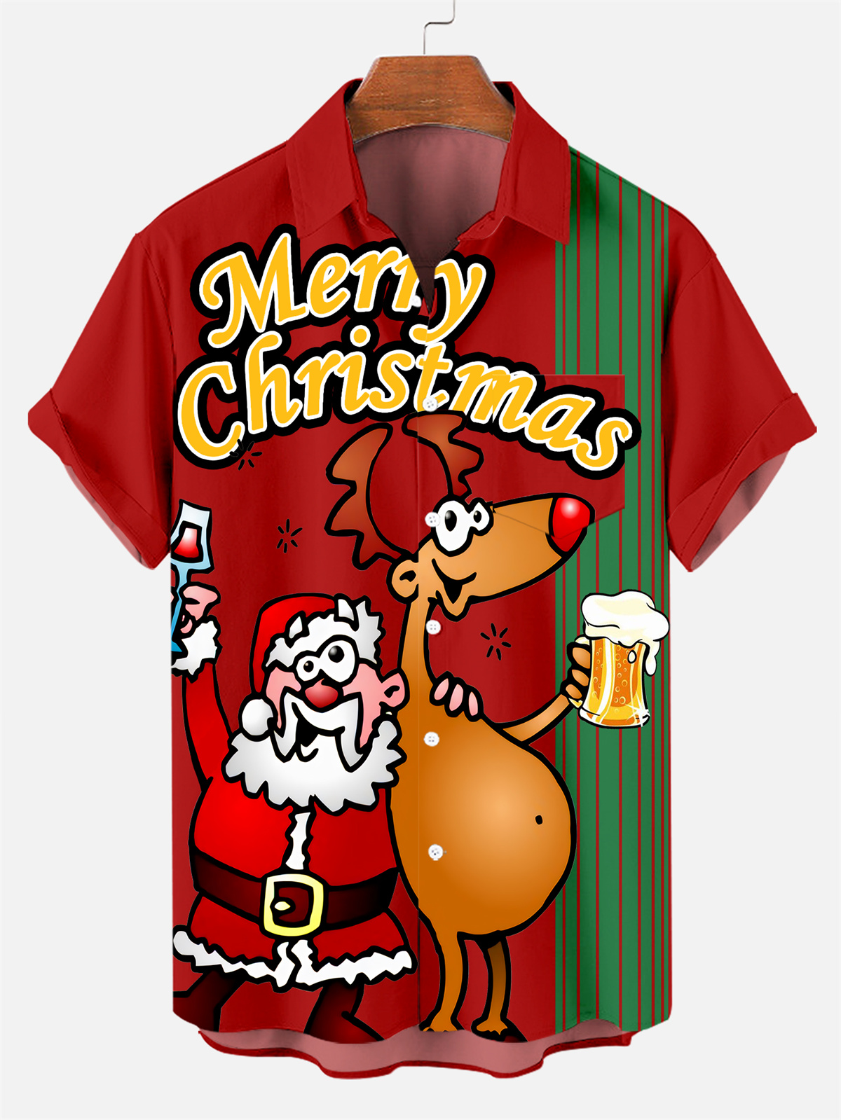 Men's Christmas The Most Wonderful Time For Drink Together Short-Sleeved Shirt  0527