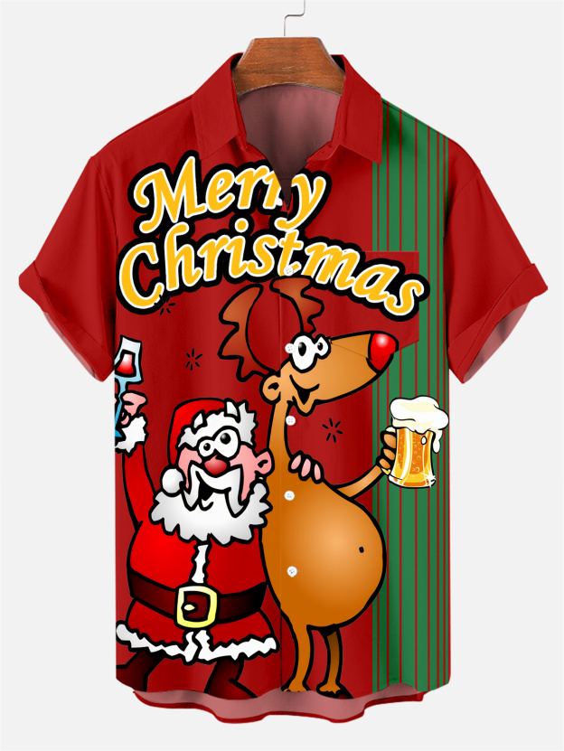 Men's Christmas The Most Wonderful Time For Drink Together Short-Sleeved Shirt  0527
