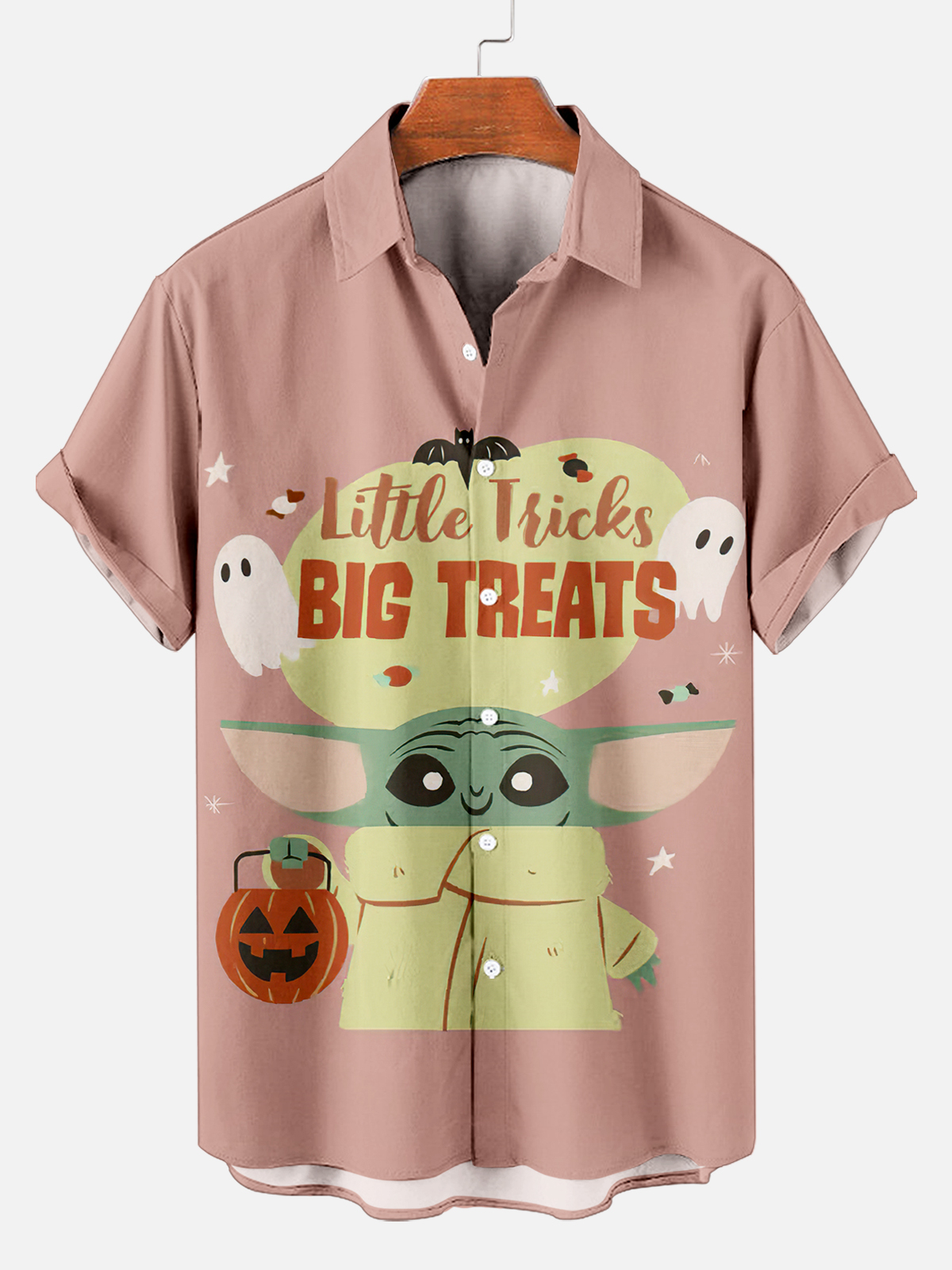 Little Tricks Big Treats Men's Space War Movie Halloween Short Sleeve Shirt