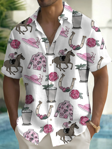 Men's Horse Racing Graphic Short Sleeve Shirt