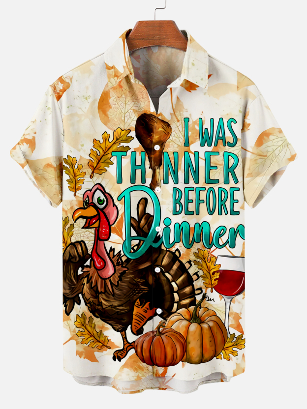 Men's Thanksgiving Day Print Short Sleeve Shirt