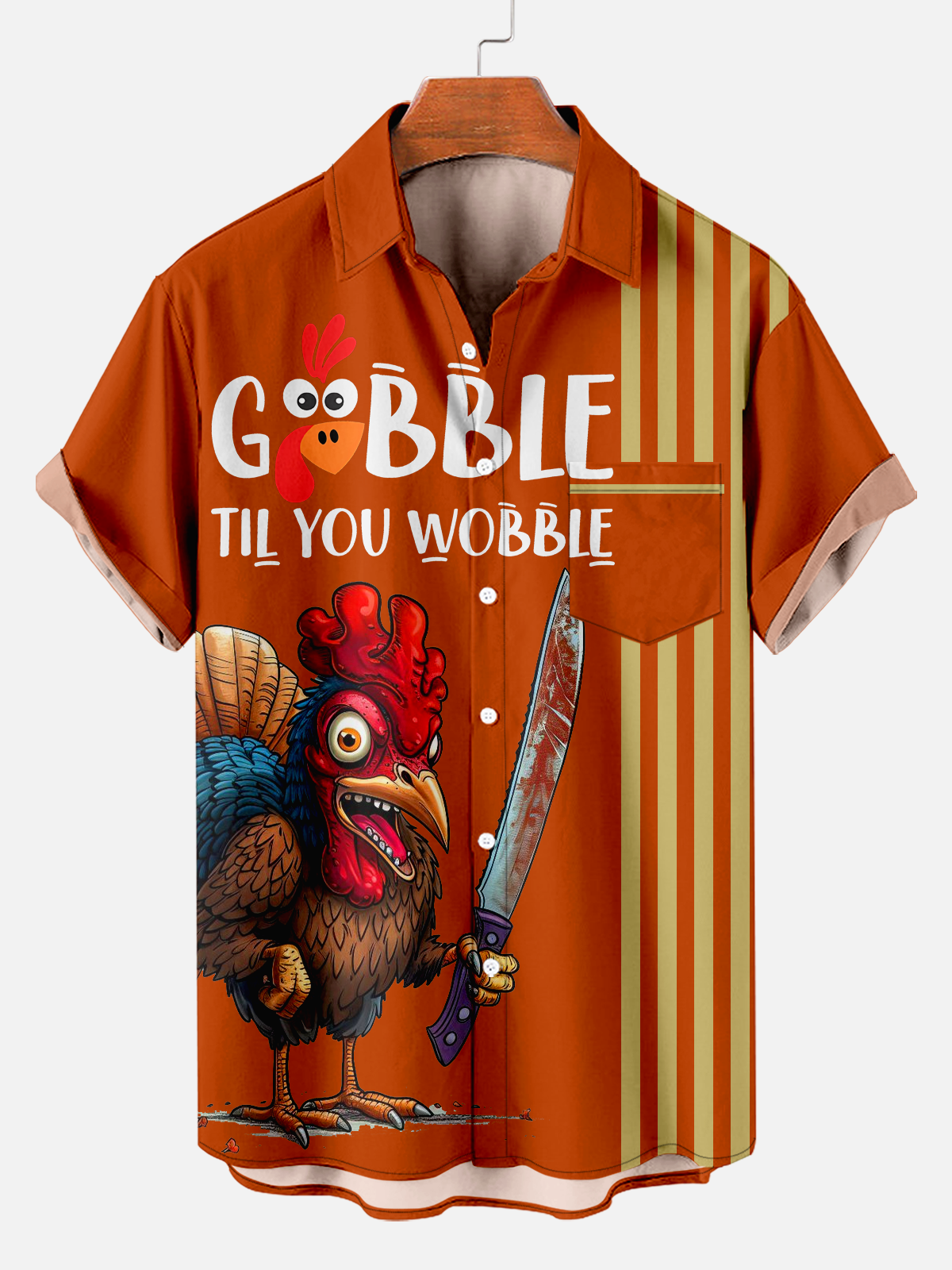 Men's Thanksgiving Stripe Print Shirt