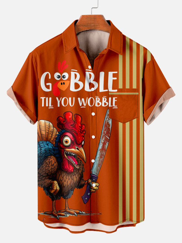 Men's Thanksgiving Stripe Print Shirt