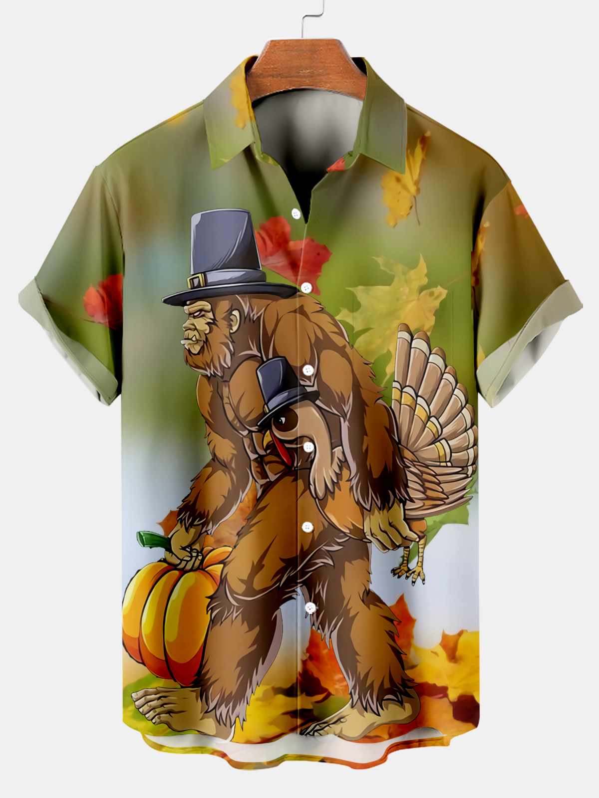 Men's Thanksgiving Day Print Short Sleeve Shirt