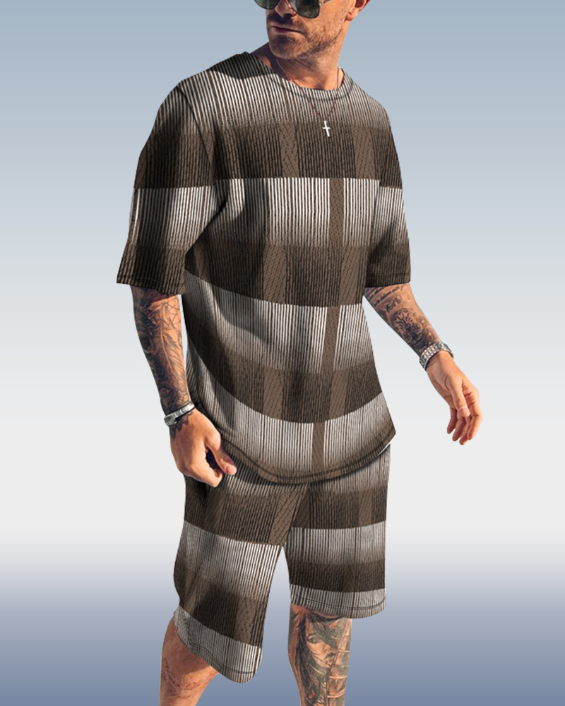 Men's Spring Summer Gradient Printed Suit 005