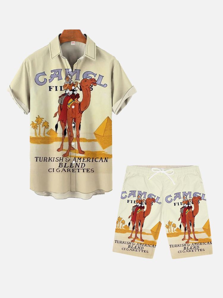 Vintage Natives And Camels On The Desert Printing Shorts