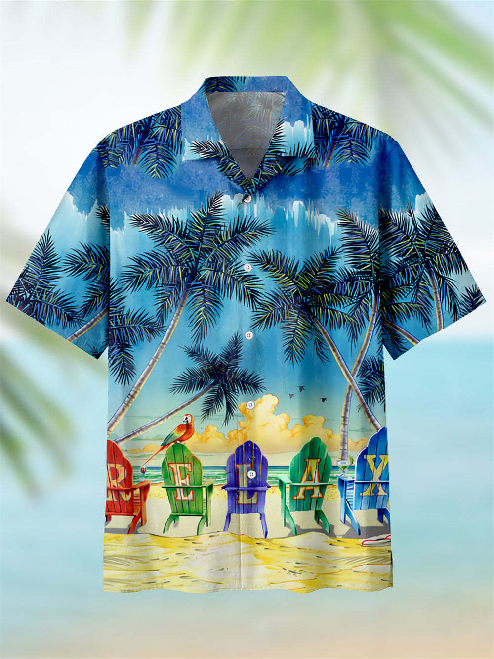 Men's Hawaiian Tiki Head Party Cuban Collar Shirt