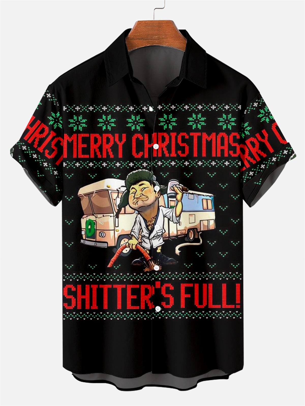 Men's 70s-80s nostalgic Christmas pattern short-sleeved shirt 0691