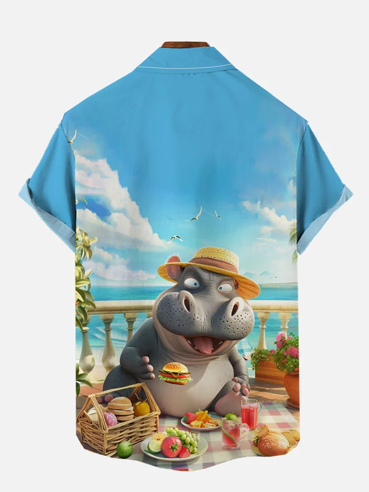 Funny Animal Print Short Sleeve Shirt