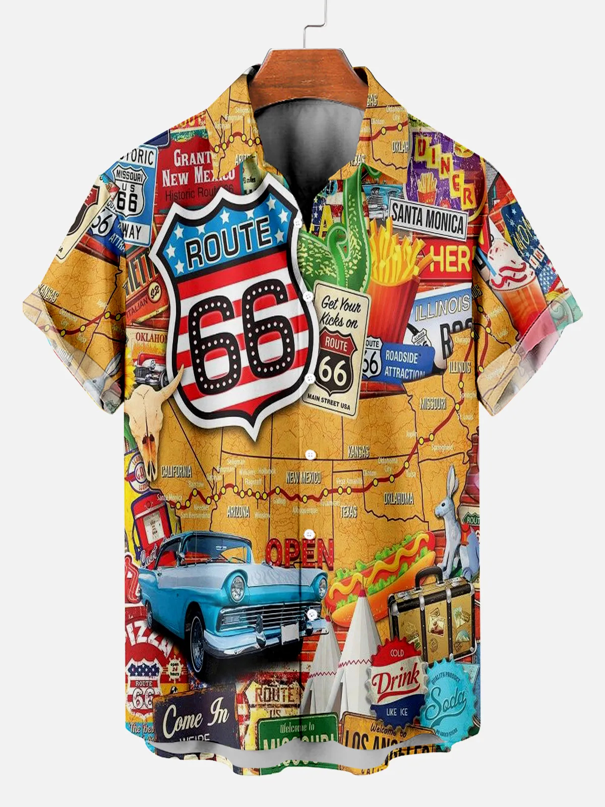 Men's American Vintage Road Print Short Sleeve Shirt