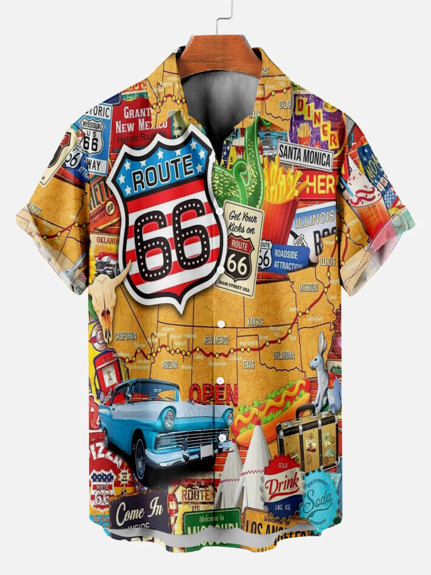 Men's American Vintage Road Print Short Sleeve Shirt
