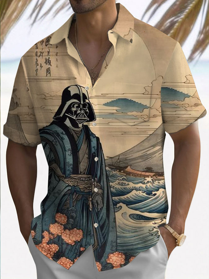 Samurai graphic short-sleeved shirt
