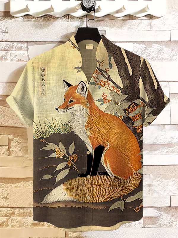Men's Japanese Art Pattern Short Sleeve Shirt