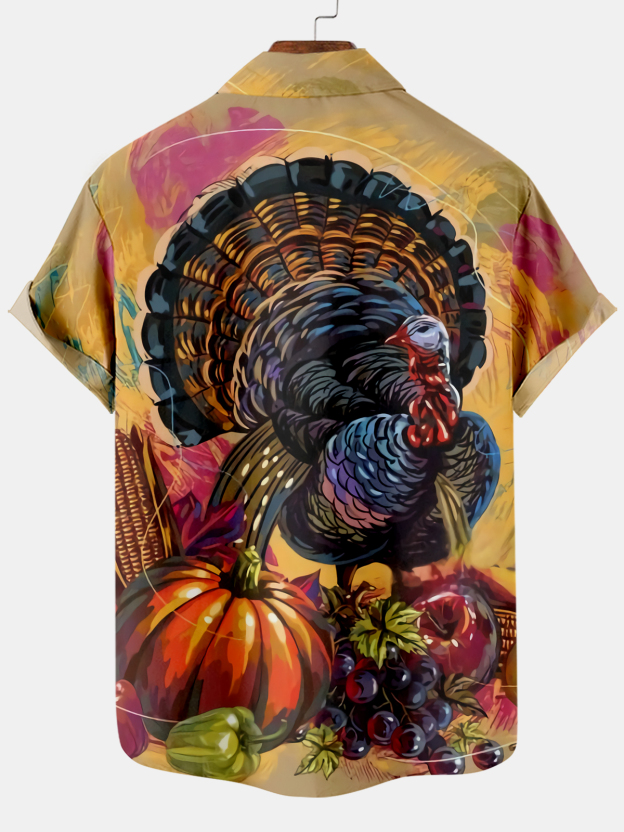 Men's Thanksgiving Day Print Short Sleeve Shirt