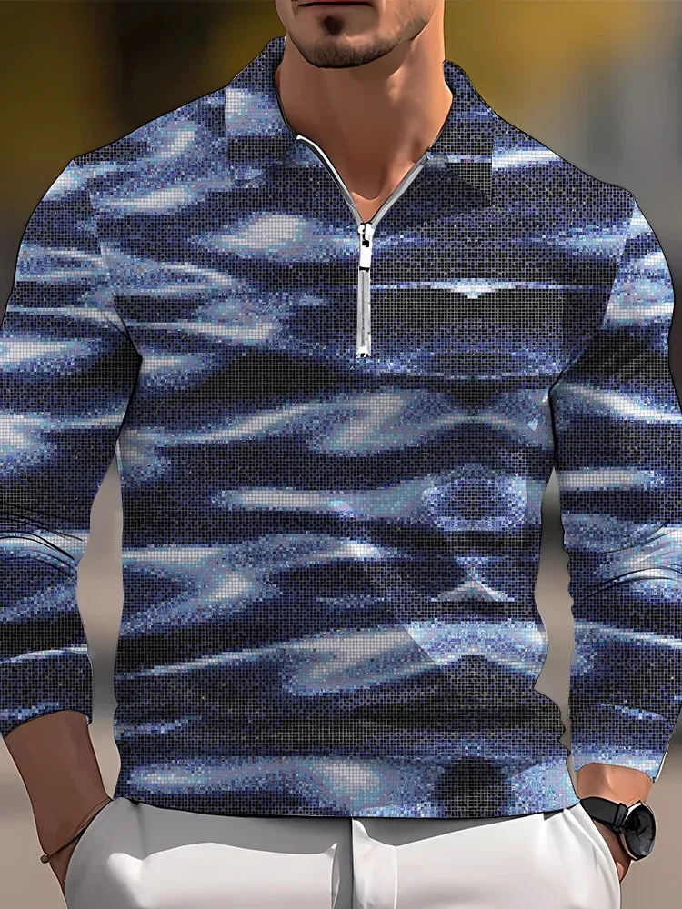 Stylish Blue Print Cotton Linen Shirt