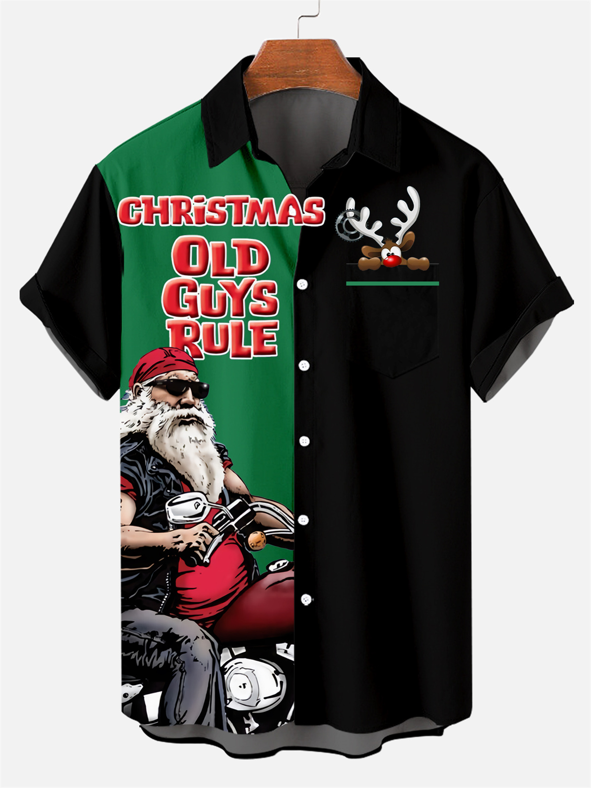 Men's Christmas Let's Ride Design Short Sleeve Shirt  0484