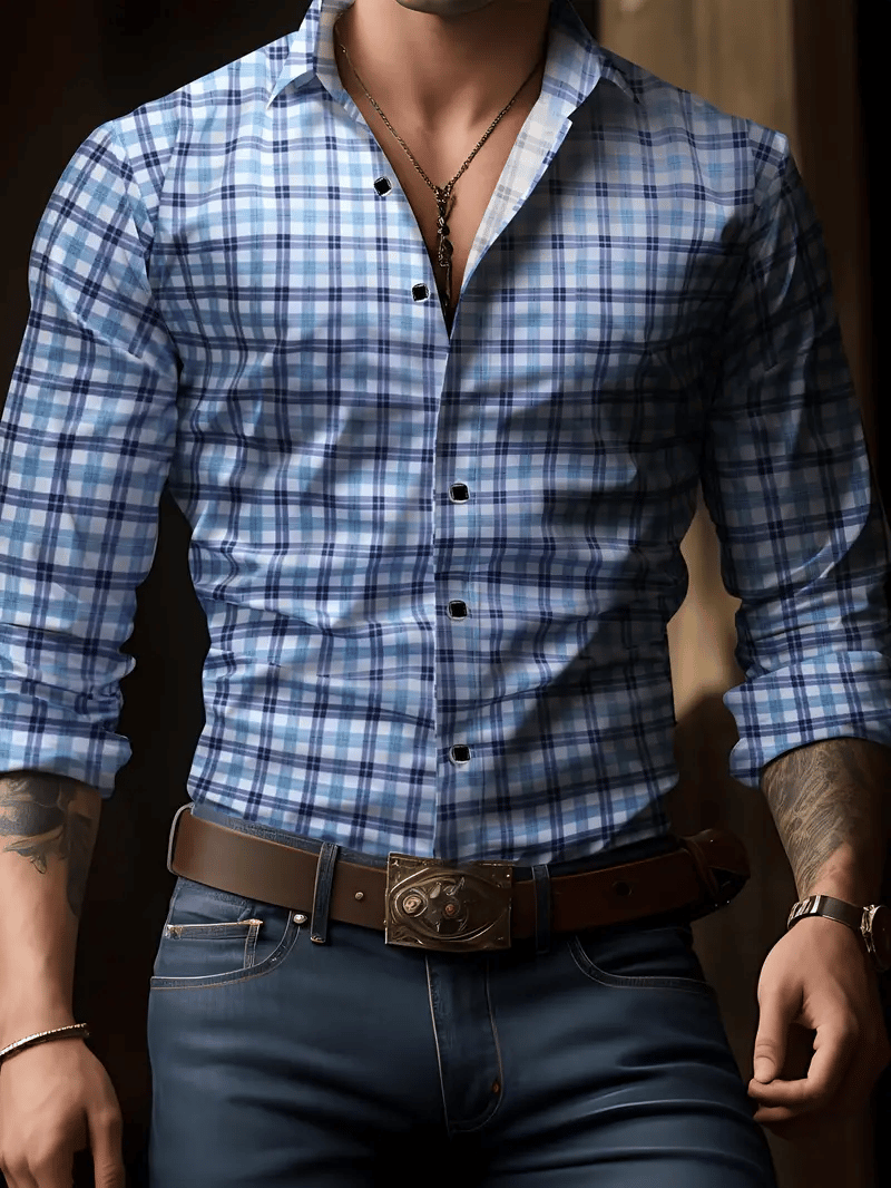 Men's Business Casual Striped Long Sleeve Shirt