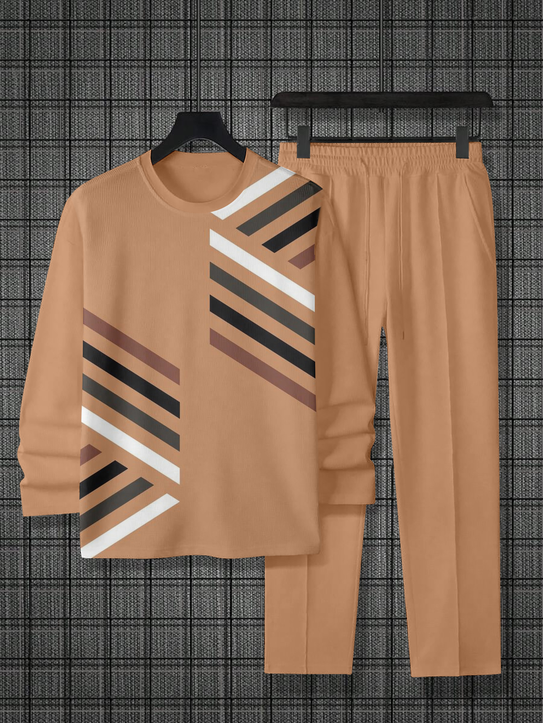 Men's Colorblock Round Neck Casual Sports Set 049