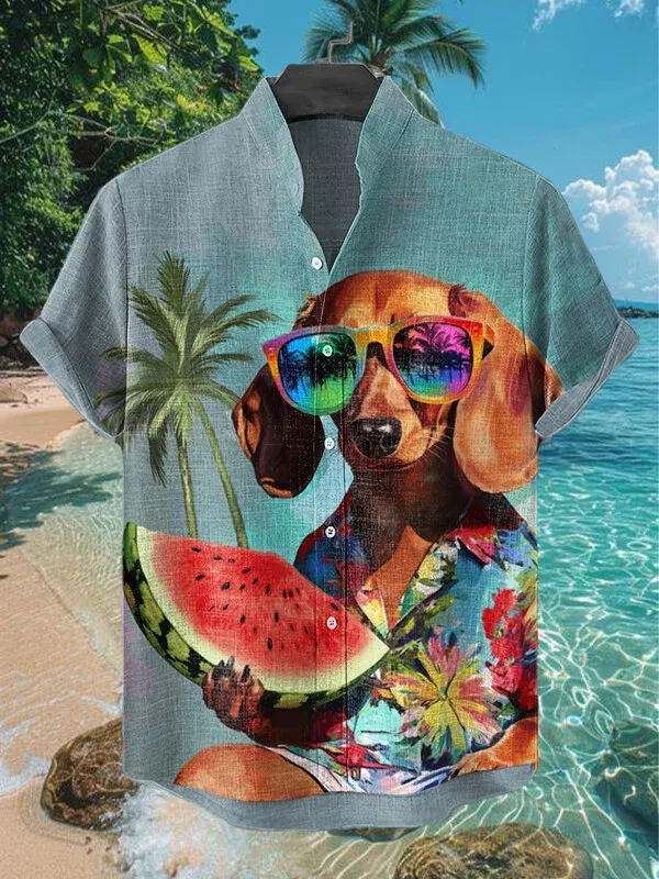 Men's Retro Brave Tom and Jerry Cartoon Graphic Short Sleeve Shirt