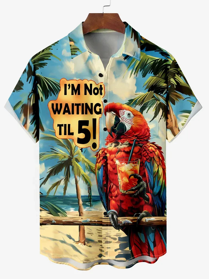 Men's Comfortable Hawaiian Beach Scenery Print Shirt