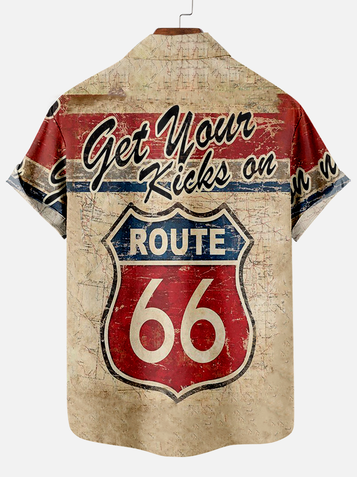 Men's Retro Nostalgic Road Print Short Sleeve Shirt