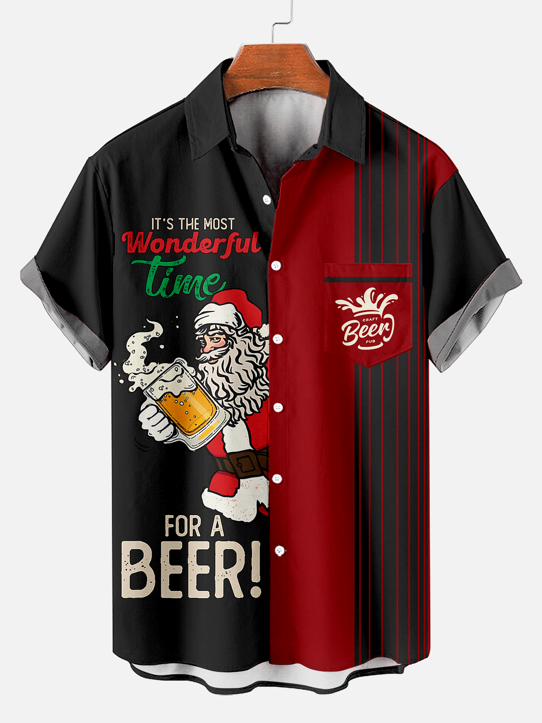 Men's Vintage Christmas Santa Merry Christmas Print Shirt 0390