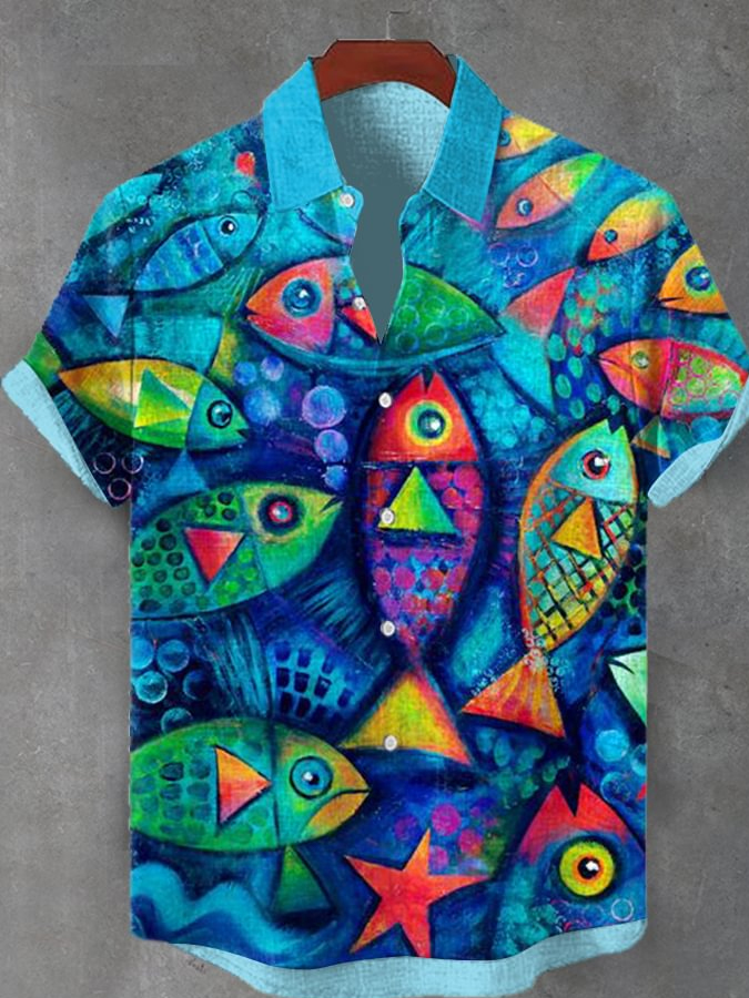 Men's Marine Fish Marine Life Short Sleeve Shirt