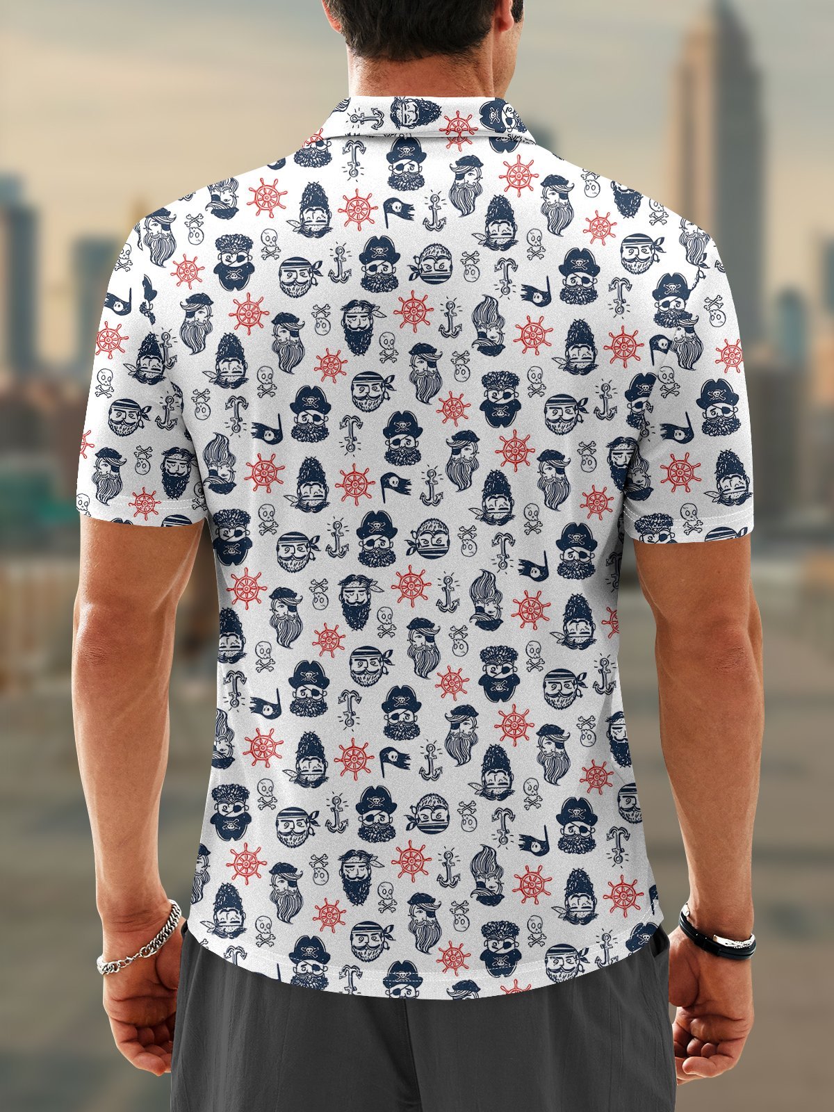 Hardaddy Moisture-wicking Pirate Anchor Short Sleeve Golf Polo Shirt