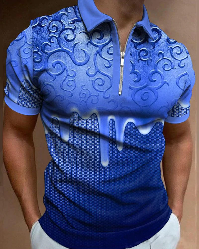 Men's casual printed polo shirt