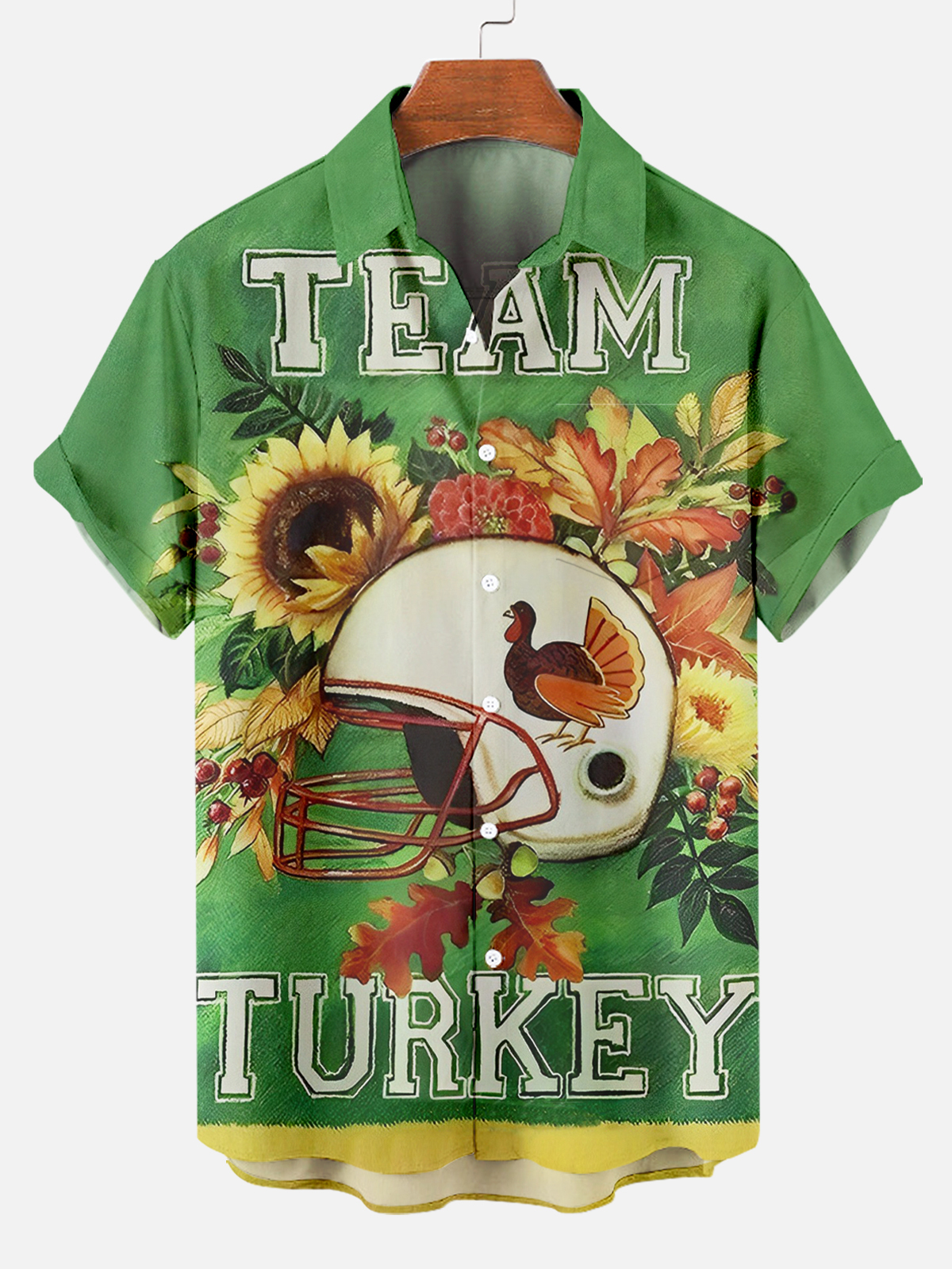 Thanksgiving Rugby Cap Print Short Sleeve Shirt