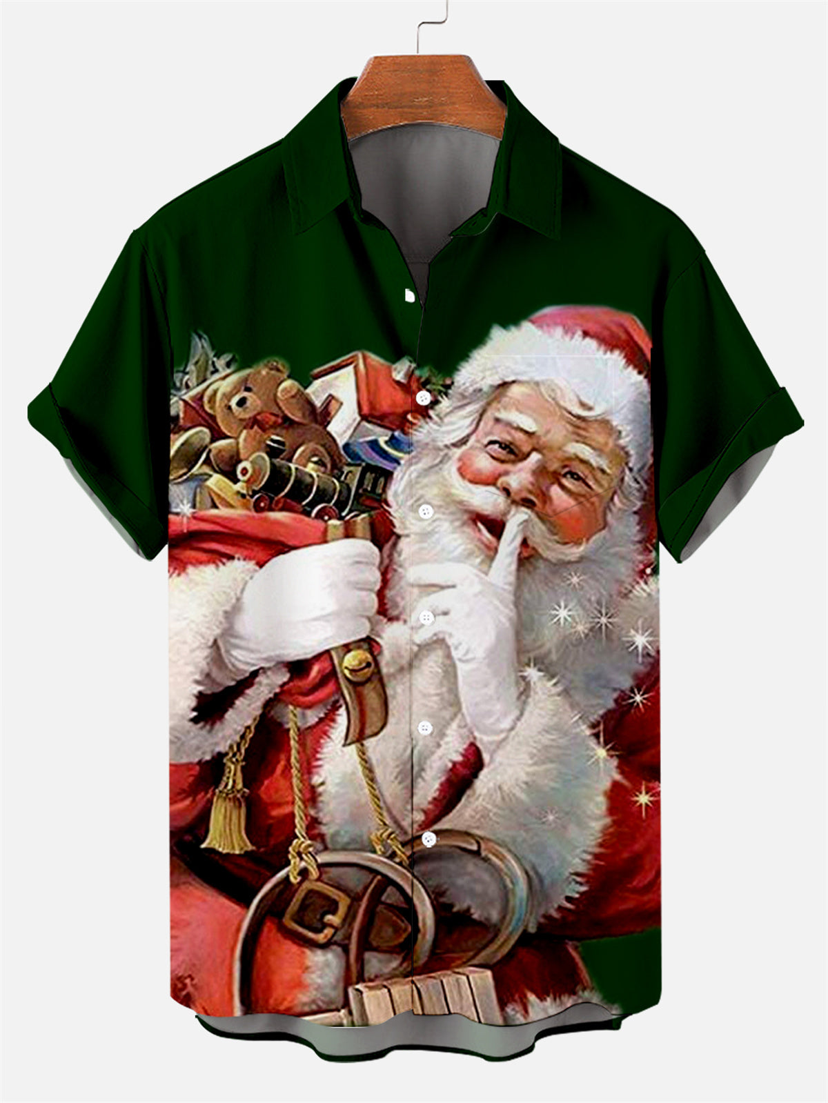 Men's Plus Size Casual Christmas Creative Series Shirt With Pockets