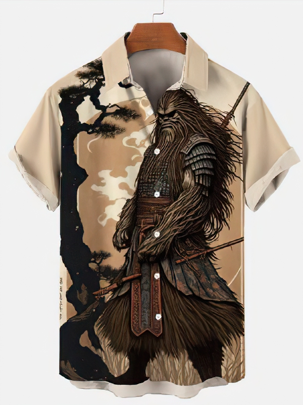 Samurai graphic short-sleeved shirt