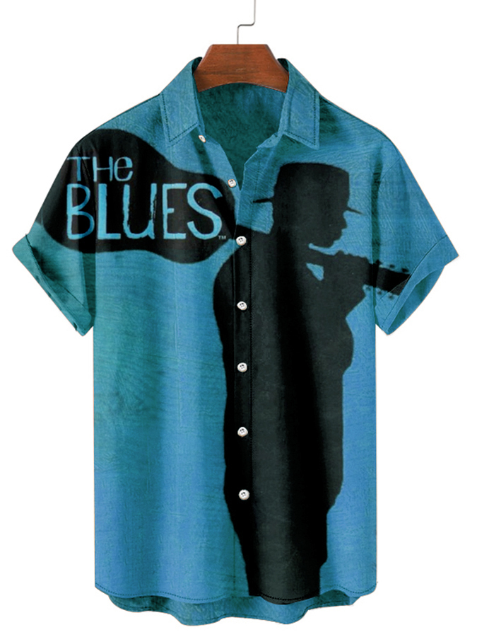 Guitarist character silhouette element graphic short sleeve shirt