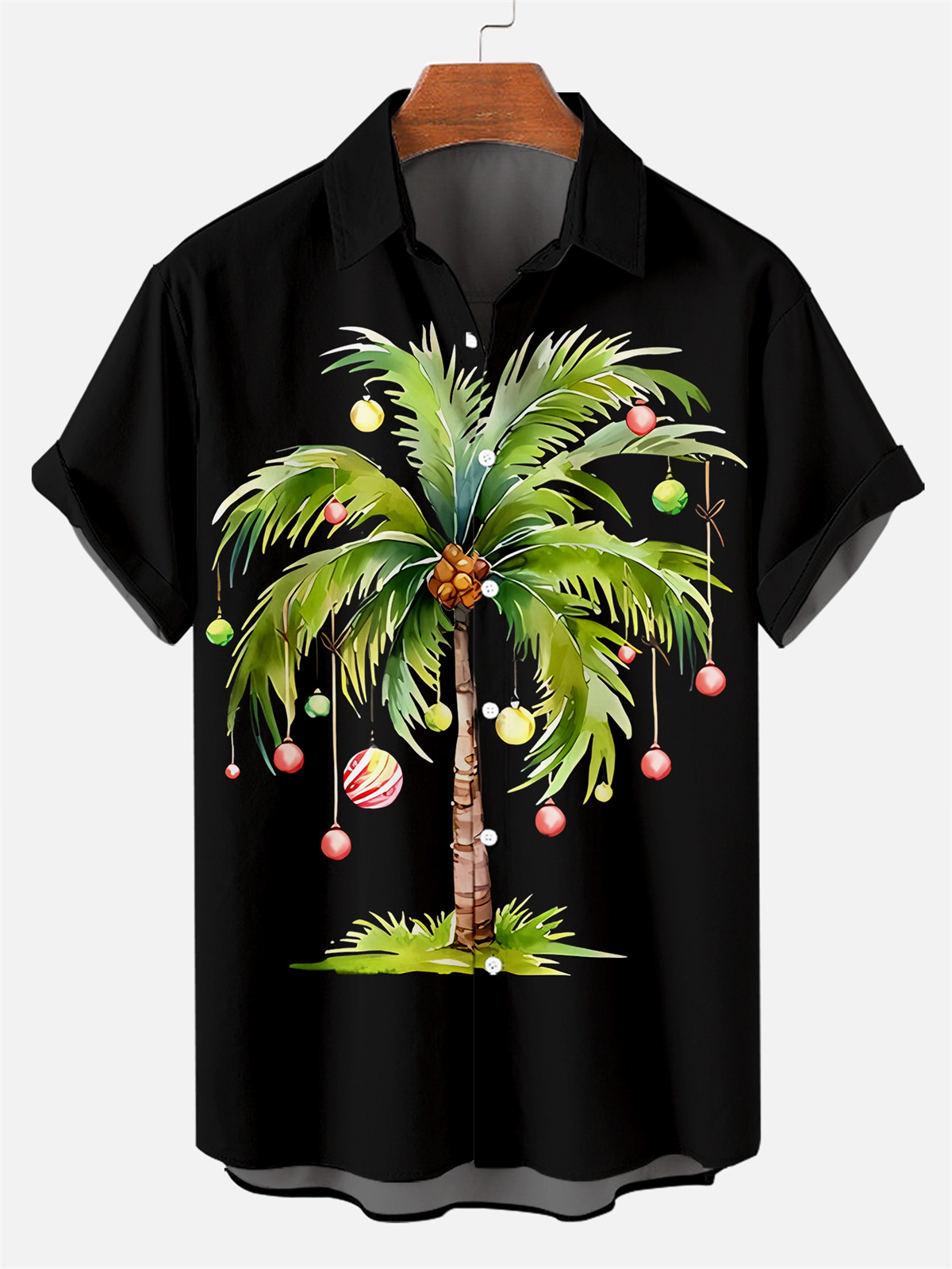 Happy New Year Christmas tree Christmas tree pattern Short Sleeve Shirt 0487