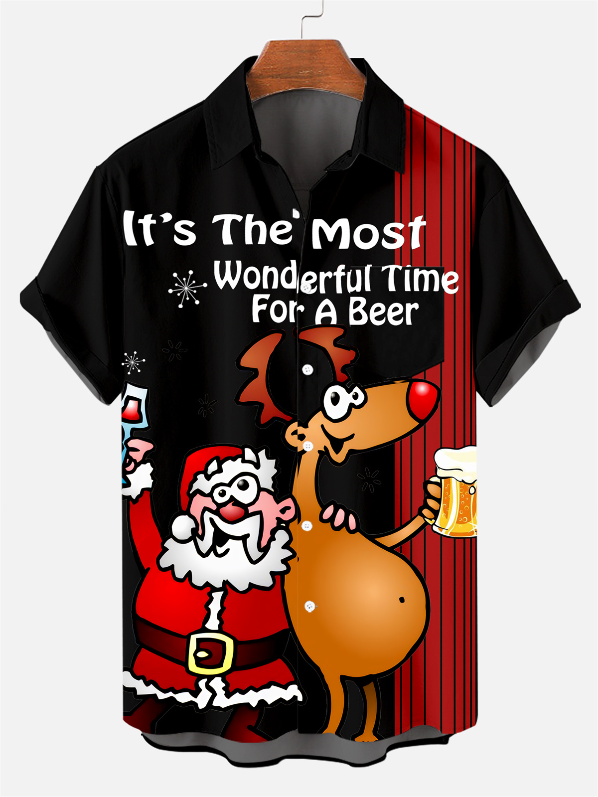 Men's Christmas The Most Wonderful Time For Drink Together Short-Sleeved Shirt  0526