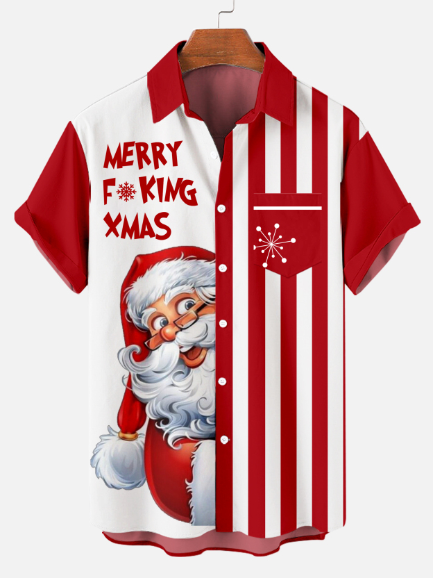 Men's Christmas Creative Design Pattern Short-Sleeved Shirt 0272