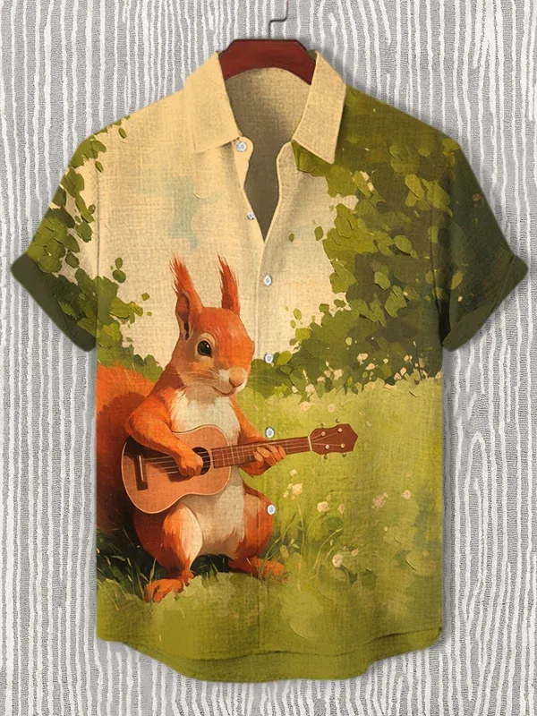 [Copy]Men's Classic Movie Godfather Animal Fun Graphic Short Sleeve Shirt