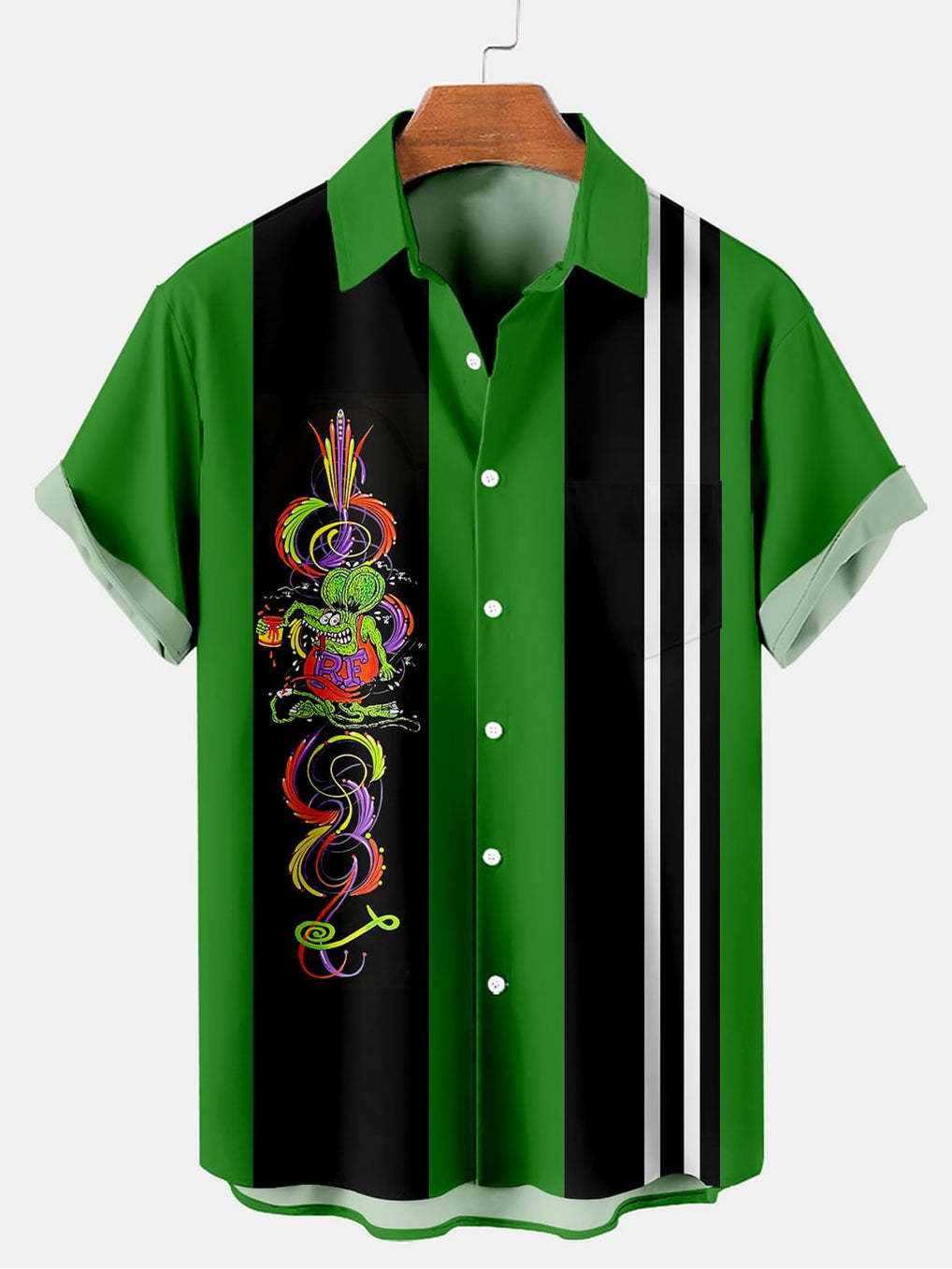 Men's Nostalgic Anime Character Retro Car Short Sleeve Shirt