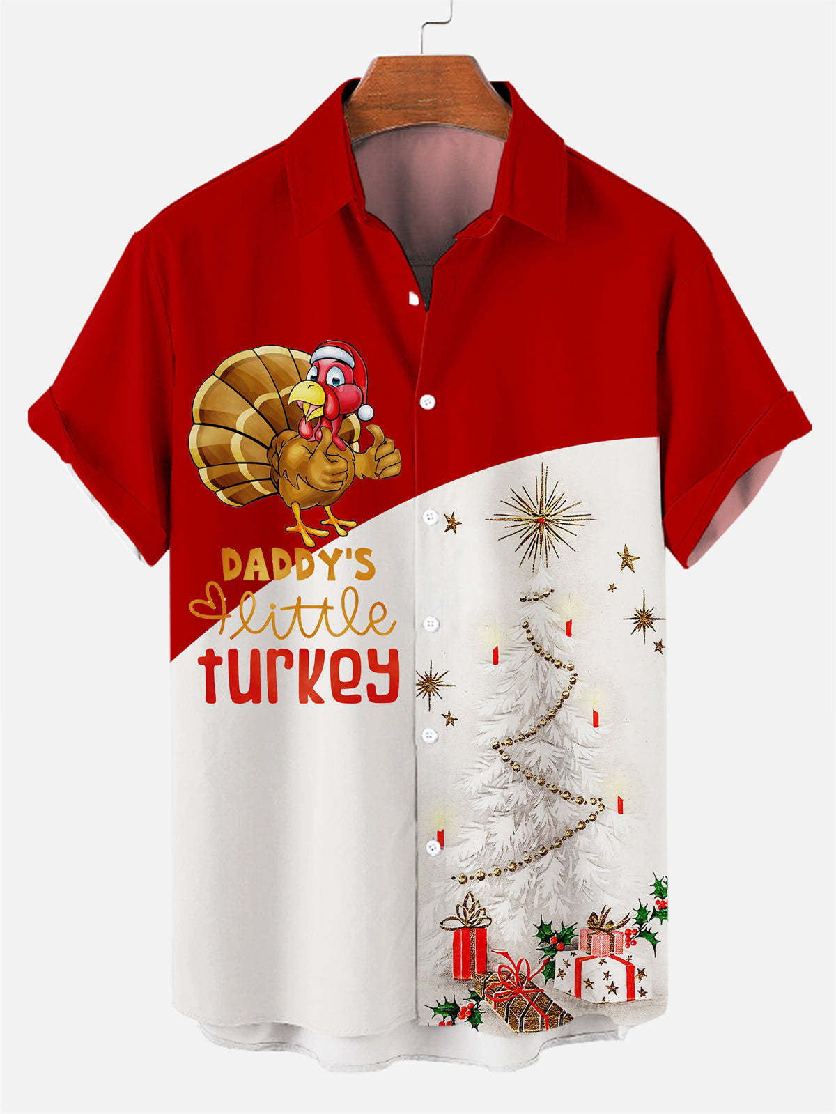 Men's Christmas Thanksgiving Maple Turkey Short Sleeve Shirt