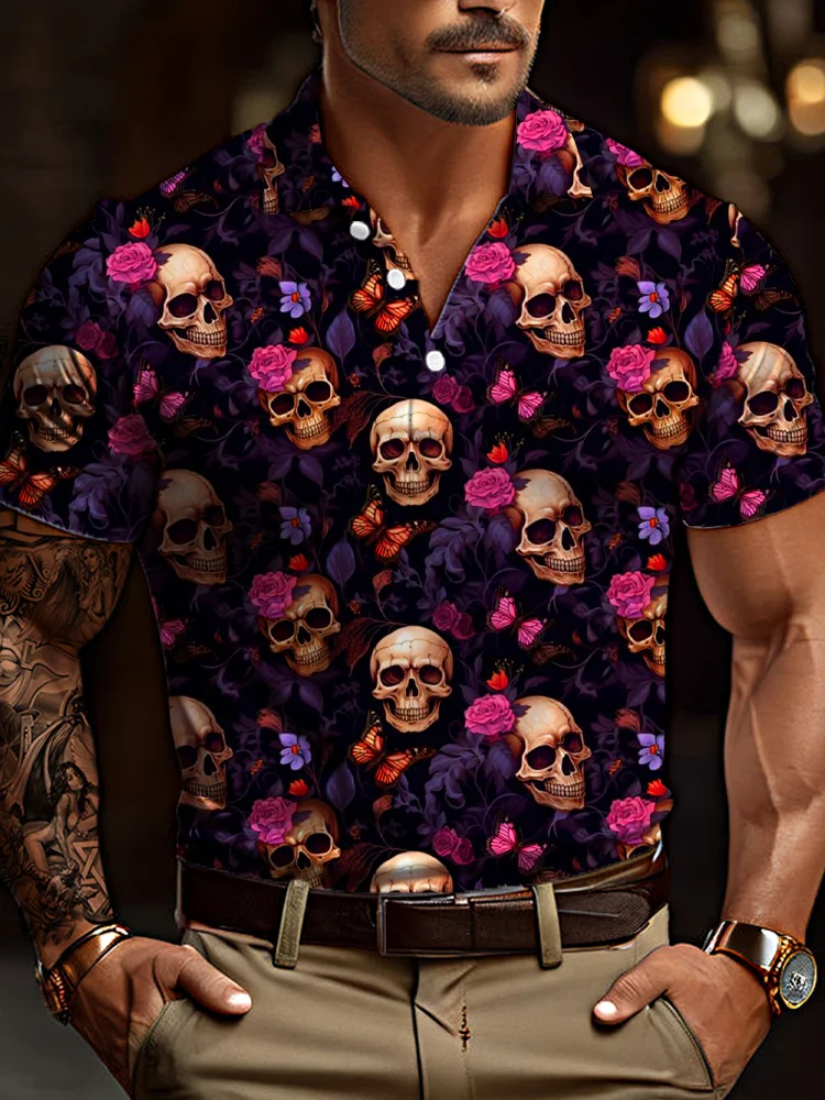 Men's casual art graphic short sleeve polo shirt
