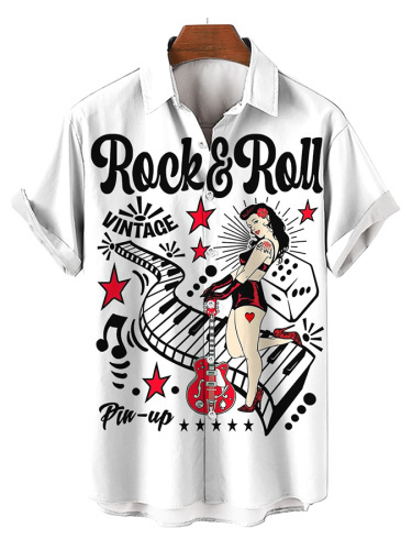 Stylish Blue Print Cotton Linen Shirt