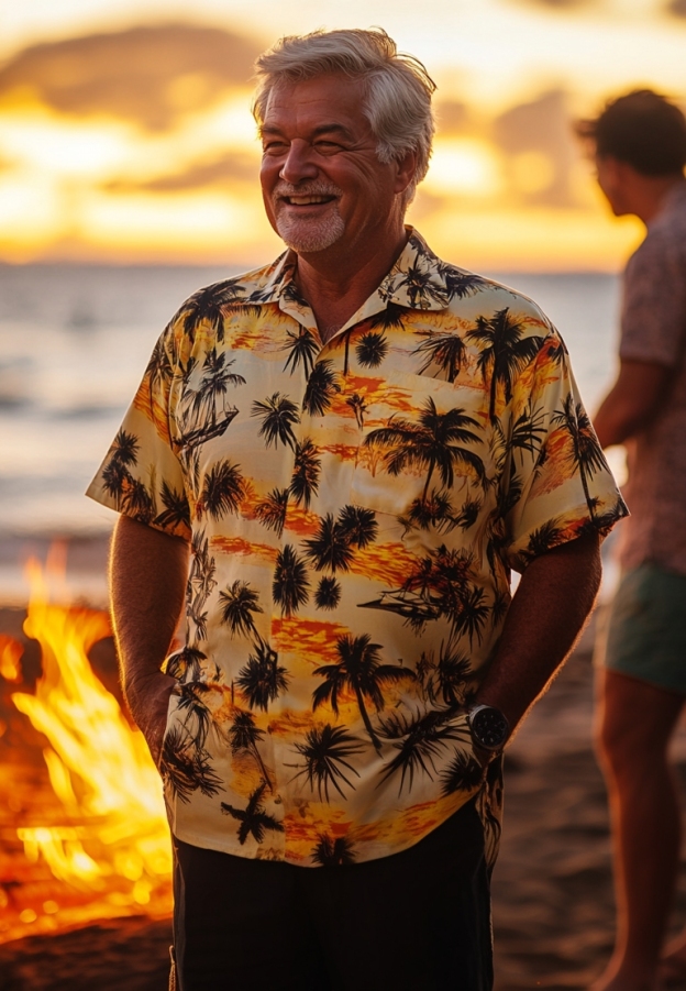 Men's Casual Hawaiian Graphic Short Sleeve Shirt